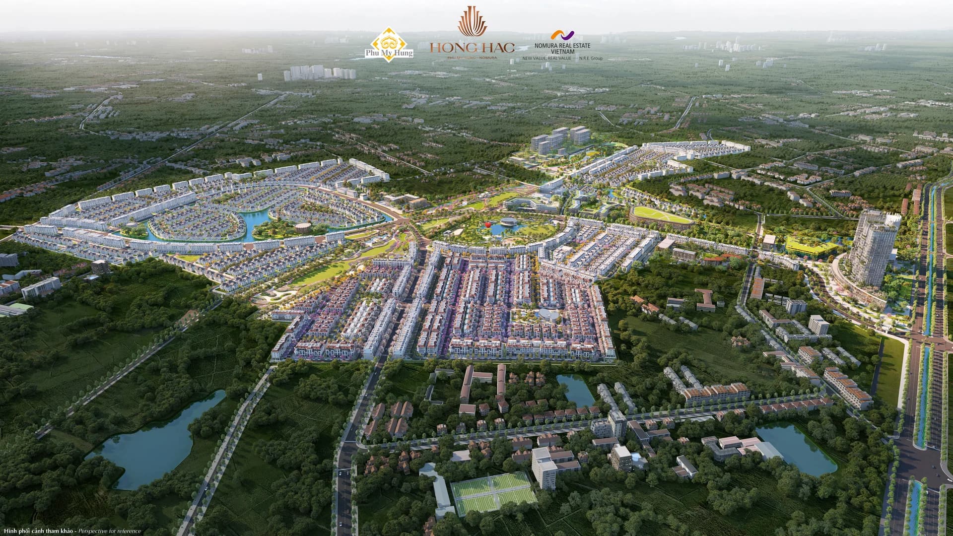 Phối cảnh tổng thể Hồng Hạc City dùng làm lớp tham chiếu trước tư vấn